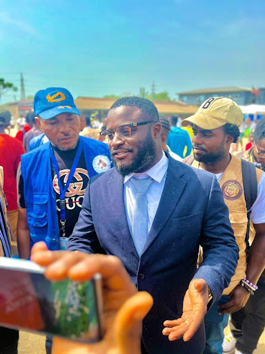 Arriving at the groundbreaking event