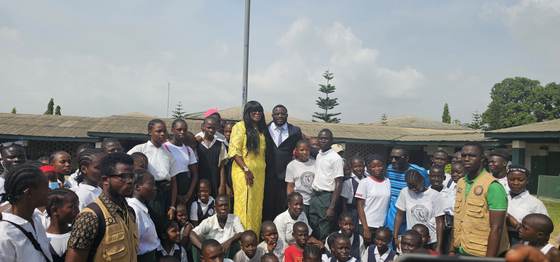 The Friends of Tapson team with pupils and teachers